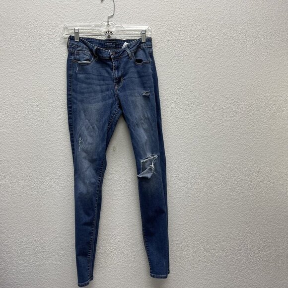 Old Navy Rockstar Size 8  Stretch Straight Regular Skinny Jeans Distressed Torn - Picture 1 of 8